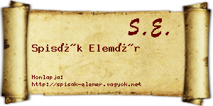 Spisák Elemér névjegykártya